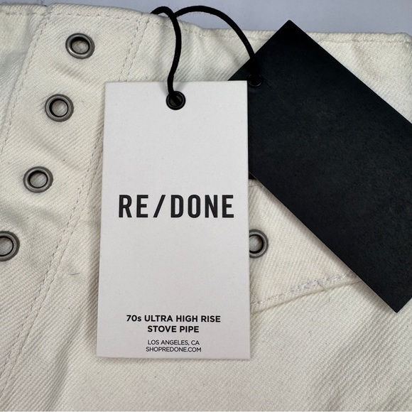 Re/Done Denim women’s Vintage white skirt sz 24 studs 90’s YTK Festival biker - Picture 6 of 11